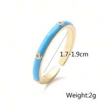 1pc Copper Plated 18k Gold Simple & Fashionable Open Diamond Encrusted Ring For Women, Adjustable