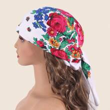 1pc Women's Fashionable Spring/Summer Printed Square Bandana With Plant & Floral Pattern, Suitable For Outdoor Windproof, Dustproof Decoration Boho Headband Soft Hijab Veiled Clothes - Multicolor - View 15