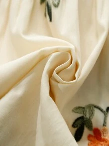 夏季新款嬰兒女孩花卉刺繡泡泡袖洋裝 - 杏色 - 查看 5