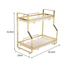 LIVINGANDHOME Living And Home Luxurious Gold 2/3-Tier Bathroom Countertop Storage Rack Organizer,Hangable Makeup Organizer Storage Shelf - Dorado - Ver 10