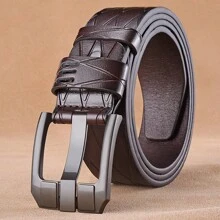 A Vintage Belt With Men's Needle Buckle, Leather, Casual Business Belt, Youth Vintage And Minimalist Belt, Korean Version Work Summer, School Casual, Business, Boyfriend Husband Father Dad Men Gift, Daily Wear, Fashion, Teen, Outdoor, Vacation, Athletic, Travel, Street, Boho, Vintage Fall, Autumn, Halloween Autumn-Winter Accessories,Suitable For Teens, Youth,Men,Casual, Outdoor, Athletic, Vacation, Graduation Gifts, Birthday, Daily Wear - A - View 9
