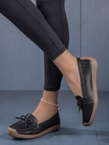 Chaussures Plates Noires Pour Femmes À Enfiler Avec Semelle Souple Antidérapante Et Respirante, Mocassins À La Mode Pour Une Utilisation Quotidienne, Décontractée, Pour Marcher, Faire Du Sport Et Voyager