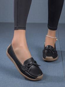 Chaussures Plates Noires Pour Femmes À Enfiler Avec Semelle Souple Antidérapante Et Respirante, Mocassins À La Mode Pour Une Utilisation Quotidienne, Décontractée, Pour Marcher, Faire Du Sport Et Voyager