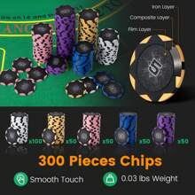 300 Pieces Poker Chip Set 14 Gram Poker Chips With Automatic Card Shuffler - Black - View 9