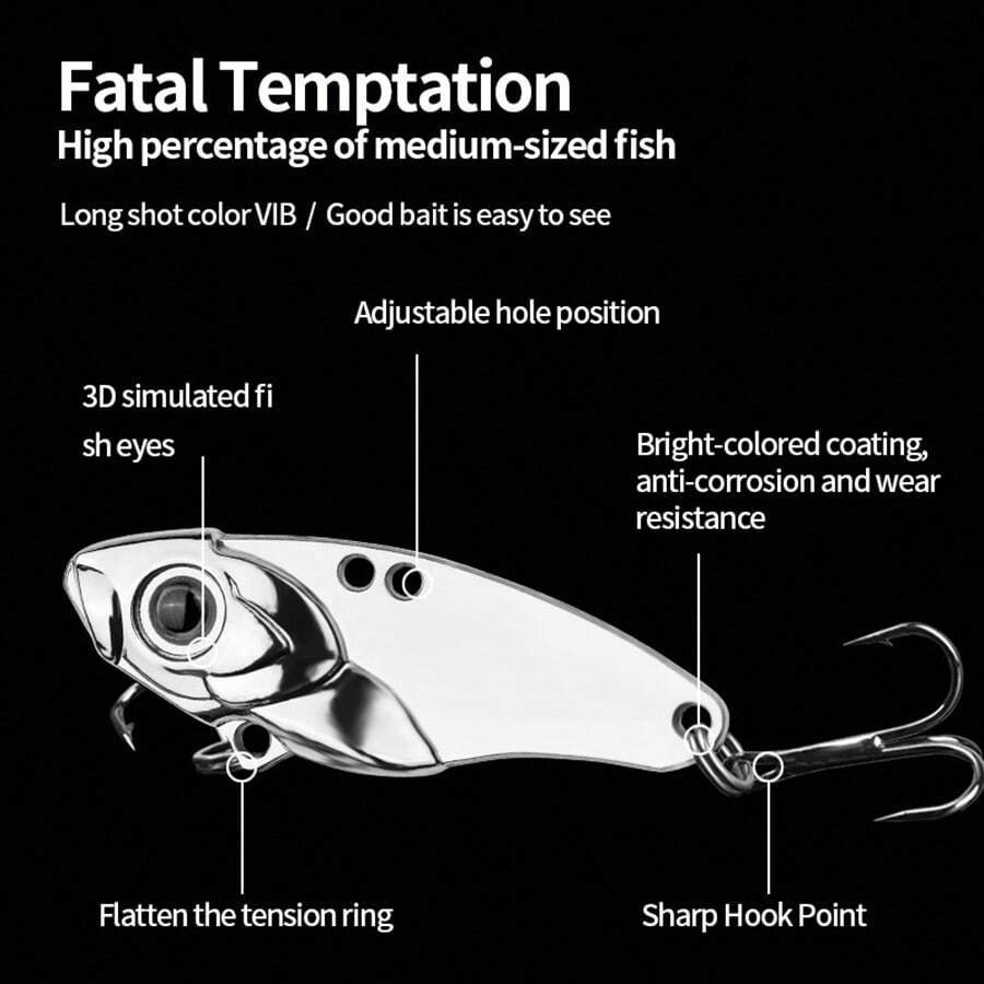 1 Miếng Dài Vib , Gầy Trở lại Tân sô cao Rung động Bơi lội Cử động Nhân tạo Mồi - Mạ bạc - Xem 1