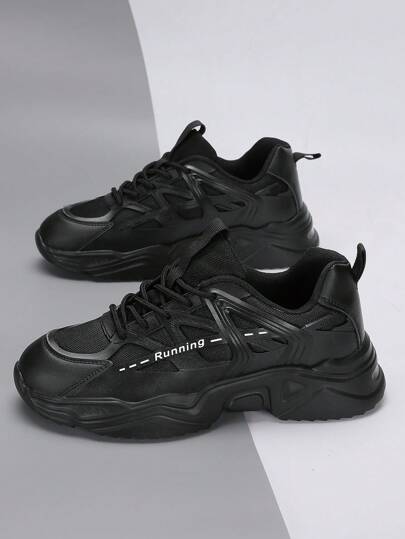 Baskets Épaisses À Lacets Sur Le Devant Pour Hommes, Baskets D'extérieur Sportives, Chaussures D'école