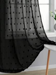 1入組豐富3d球形蕾絲簾幕,50%遮光透光薄紗簾,浪漫簾幕窗戶裝飾,廚房短簾,多種顏色和尺寸可選 - 黑色 - 查看 6