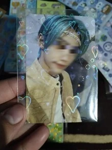 50入組透明閃亮雙層卡片膜，照片和相冊卡片保護套，扁平口保護膜 - 彩色 - 查看 10