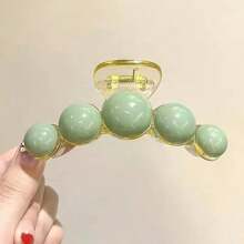1 pieza Pinza de pelo de color albaricoque elegante y de moda con una gran perla falsa, estilo pinza de pelo, adecuado para uso diario, citas y vacaciones