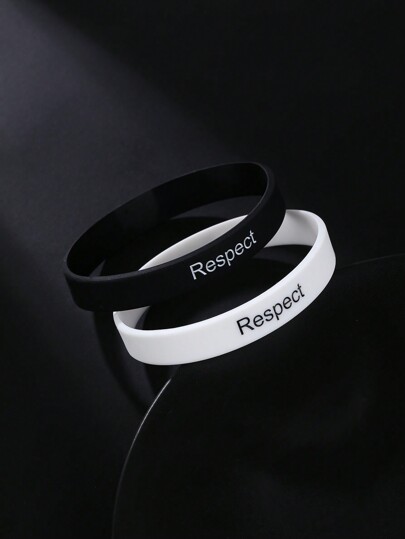 1 Set Minimalist Respect Silicone Bracelets For Men