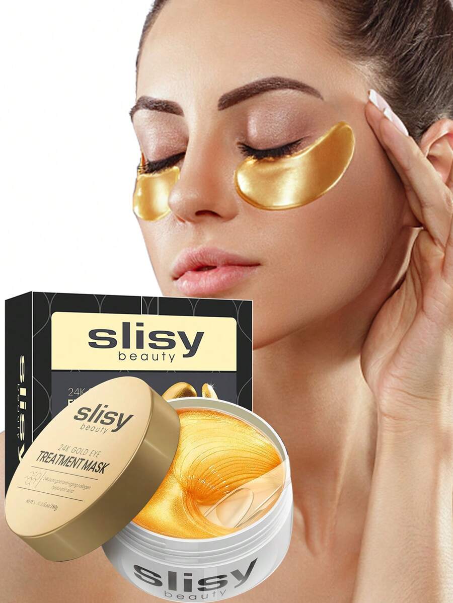24k Gold Under Eye Patches 60 Pcs Eye Mask Pure Gold AntiAging