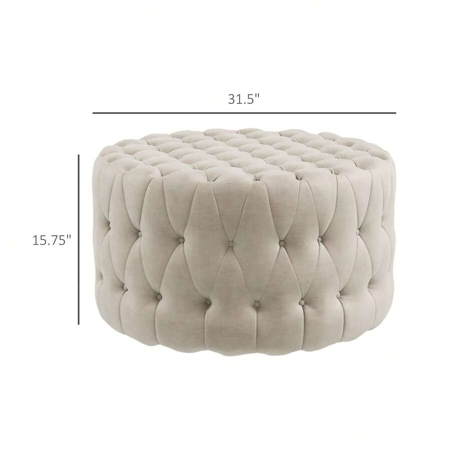 Button Tufted Ottoman Foot Stool With VelvetFeel Upholstery SHEIN USA