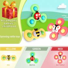 3pcs Baby 1-2 Years Old Sucker Rotary Toy Busy Worm Spinner To Calm Restless Emotions Featuring Colorful Sensory Toys Suitable For Highchairs/Tables/Windows/Travel