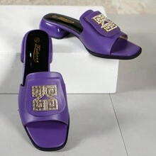 Fashionable Simple Small High-Heeled Women's Slippers - Purple - View 1