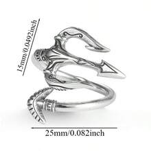 12pcs Knitting Loop Ring, Adjustable Guide Loop Knitting Ring For Finger Knitting, Crochet Rings, Craft Supplies. Devil's Wings Or Trident Design For Women (2 Styles) - Trident Ring Black*12pcs - View 2