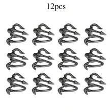 12pcs Knitting Loop Ring, Adjustable Guide Loop Knitting Ring For Finger Knitting, Crochet Rings, Craft Supplies. Devil's Wings Or Trident Design For Women (2 Styles) - Trident Ring Black*12pcs - View 1