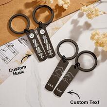 Bộ 2 Móc khóa đôi tùy chỉnh khắc mã nhạc có thể quét và tên viết tắt Móc khóa thanh thép không gỉ có hình trái tim đôi phù hợp Móc khóa cặp đôi lãng mạn Quà tặng bạn trai Quà tặng độc đáo cho cô ấy/anh ấy, bạn trai, bạn gái, vợ, chồng, lý tưởng cho Ngày lễ tình nhân Sinh nhật Kỷ niệm Tốt nghiệp, Đám cưới Giáng sinh - Nhiều màu-4 * 1 * 0,1cm - Xem 3