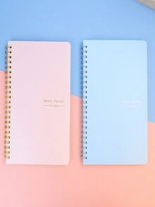 英語計劃簿一套,每日計劃記錄簿,自律打卡進度安排書活頁螺旋本學習文具 - 粉色 - 查看 2