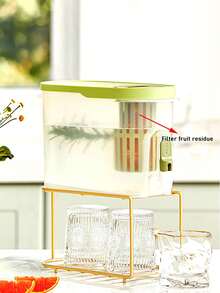 1pc Creative 3.9l Household Cold Water Pitcher With Tap Filter Fruit Tea Kettle For Summer - Multicolor - View 7