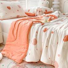1pc Printed Summer Cool Comforter, Air Conditioner Quilt, Cartoon Fresh Style, Skin-Friendly And Breathable, Suitable For Office Nap, Machine Washable Quilting Blanket - Multicolor - View 5