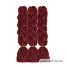 Braiding Hair Extensions 24 Inch 1pc Braiding Hair For Women Synthetic Ombre Jumbo Hair Extension For Crochet Braids Hair Hot Water Setting (24 Inch, Wine Red)