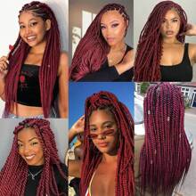 Braiding Hair Extensions 24 Inch 1pc Braiding Hair For Women Synthetic Ombre Jumbo Hair Extension For Crochet Braids Hair Hot Water Setting (24 Inch, Wine Red)