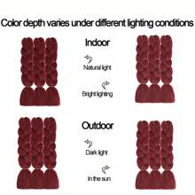 Braiding Hair Extensions 24 Inch 1pc Braiding Hair For Women Synthetic Ombre Jumbo Hair Extension For Crochet Braids Hair Hot Water Setting (24 Inch, Wine Red)
