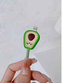 2pcs Cute Avocado-Shaped Charging Cable Protectors Compatible With IPhone Charging Cord Protective Case Charger Protector