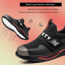 NIEION Nieuw design veiligheidsschoenen met stalen neus, anti-smashing, anti-lek, sportschoenen met klittenband, werkschoenen voor heren en dames