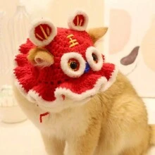 Thủ công Mũ len Đối với Mèo , Mùa Đông - Đỏ và trắng - Xem 3