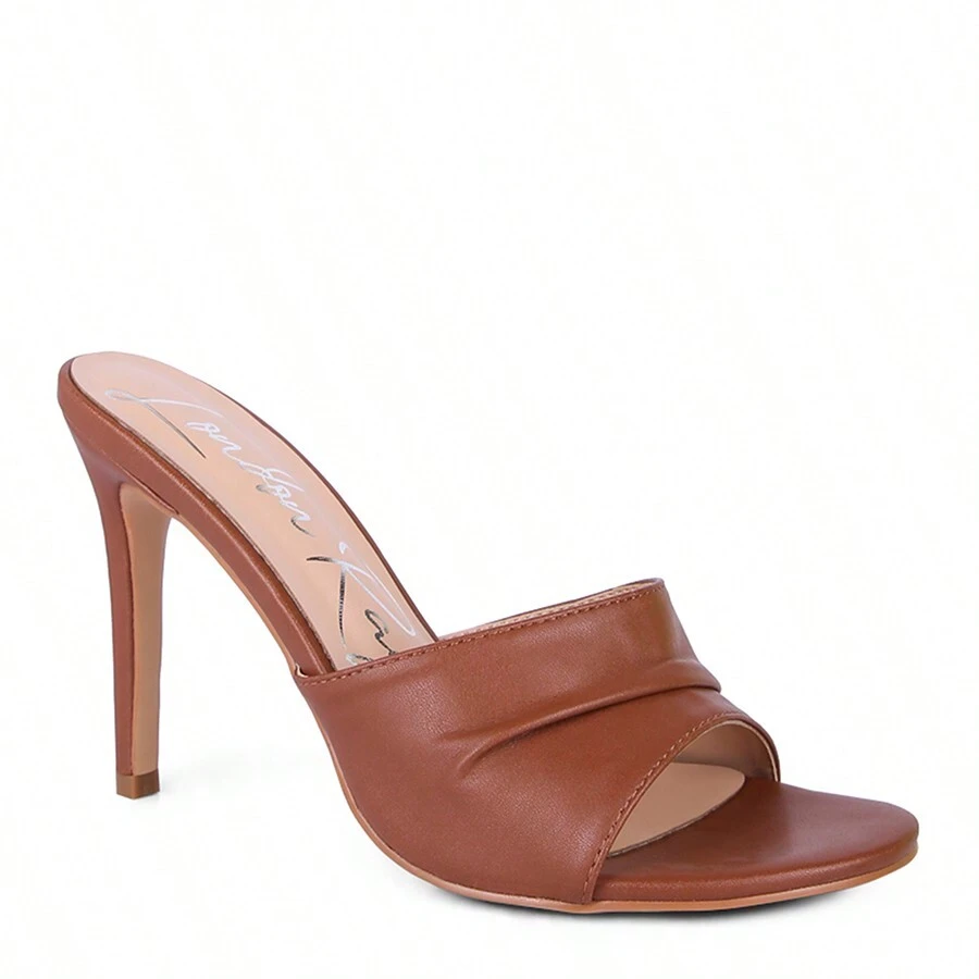 3rd Divorce Wide Strap Casual High Heels - Rust Brown - View 1