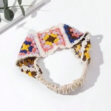 1 件手工编织混色风格度假头带波西米亚风、猫耳朵、发饰、头巾头带、发带