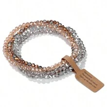 VKHK Conjunto De 4 Pulseiras Elásticas Com Pérolas De Cristal Facetadas Coloridas De 3x4mm Para Presente De Aniversário De Casal Para Homens E Mulheres
