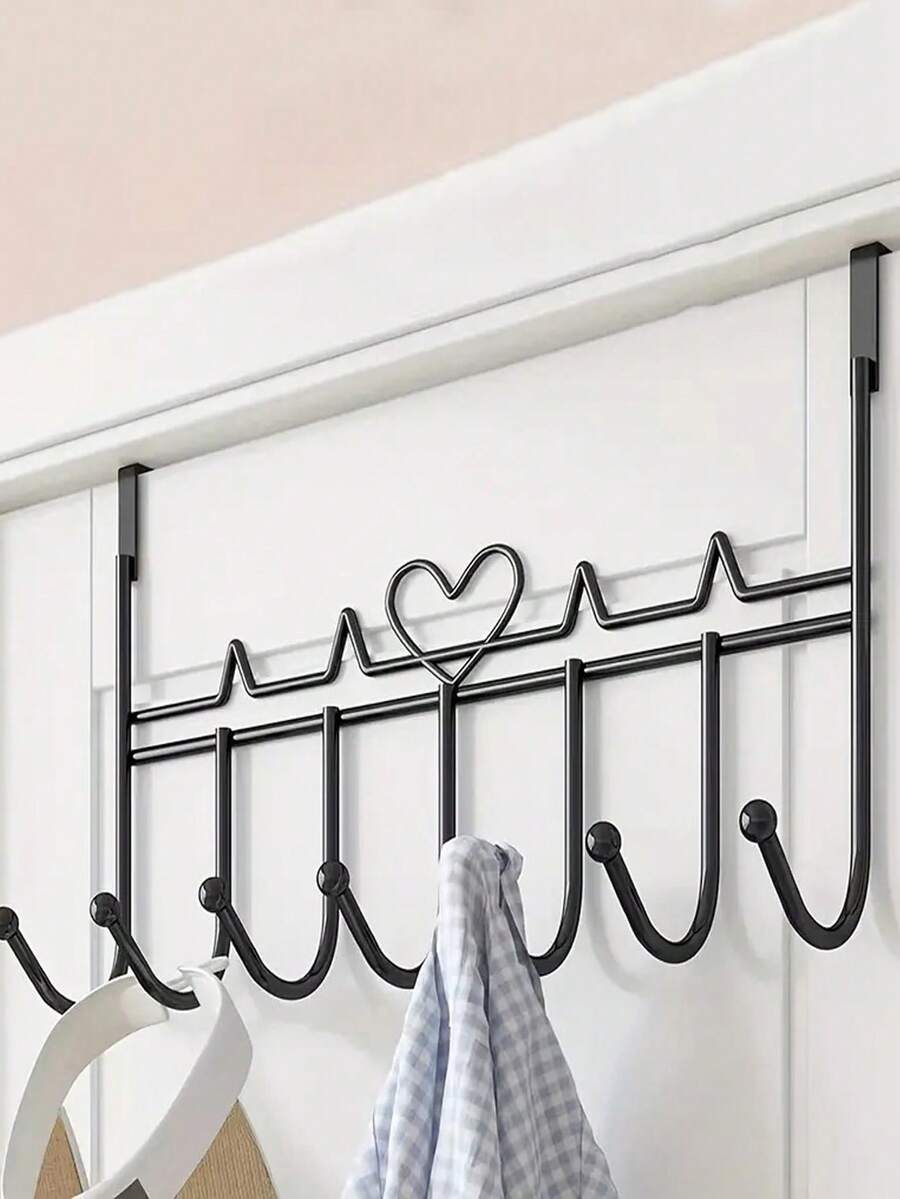 1pc 7-Hook Over Door Organizer - Great For Hanging Towels, Clothes, Hats, Purses, Robes, Random Color - Multicolor - View 1
