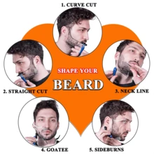 1pc Beard Shaping & Styling Tool With - Hypoallergenic Precision Edging & Line Up Guide For Symmetric Beard, Mustache, Goatee - Use With Razor, Electric Trimmer Or Clippers, No Power Needed - Durable, Easy To Clean - For Men - White - View 6
