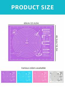 1pc Non-Slip Mixing Dough Mat, Anti-Stick Kitchen Flour Mat, Baking Pastry Mat, Rolling Pin Board, In Purple/Blue/Pink/White, Valentine's Day Party, Home Decor, Home Gifts - Purple - View 3