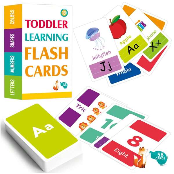 58pcs Alphabet Numbers Flash Cards For 2-4 Year Old Kids Early Education Learning Color, Number, Shape, Animal, ABC English Letters, Cardboard With Double Lamination, For Pre-School Cognitive Development Of Colors, Numbers, Animals, Enhance Cognitive Development School, Student, Stationery, School Supplies, Education Toy, Cardboard Letters, Educational, Alphabet Letter, Abc, Flash Cards, Alphabet, Abc, Flash Cards, Alphabet, Abc