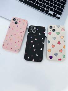 3个装心形图案软硅胶手机壳，多巴胺设计，兼容和Galaxy手机，11、13、14、15、16/16 Pro/16 Plus/16 Pro Max，国际版，非国内版 - 彩色 - 查看 3