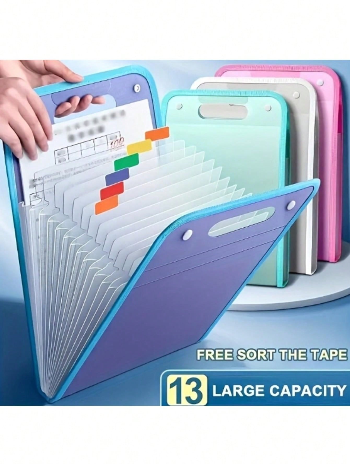 Pink Test Paper Storage Bag Handheld File Folder With Multiple Layers