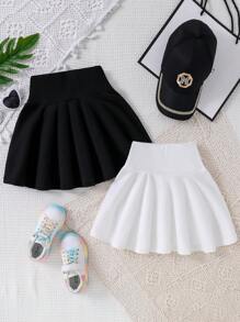 Falda en línea A de cintura alta suelta y vintage para verano, conjunto de 2 piezas para niña joven