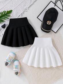 Falda en línea A de cintura alta suelta y vintage para verano, conjunto de 2 piezas para niña joven
