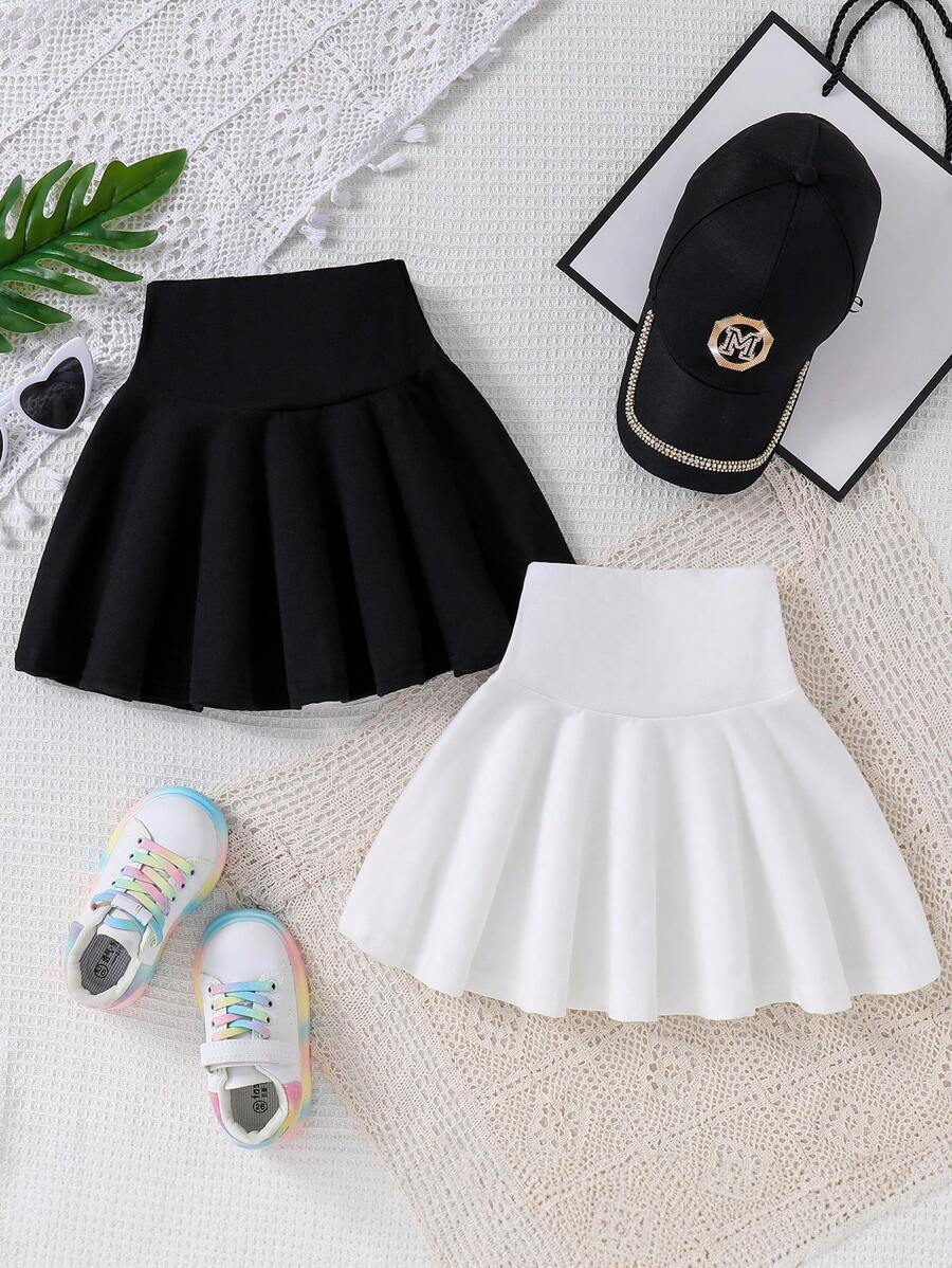Falda en línea A de cintura alta suelta y vintage para verano, conjunto de 2 piezas para niña joven
