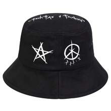 1 Mũ Bucket Graffiti hoạt hình dành cho nữ, Mũ Bucket sành điệu, thích hợp cho kỳ nghỉ xuân thu, du lịch, đi biển, tiệc tùng đường phố - Nhiều màu - Xem 6