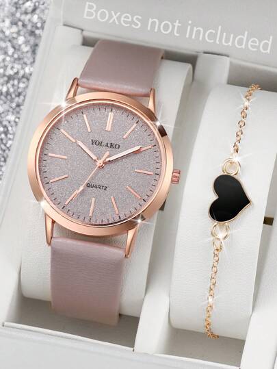 Able Minimalist Dial Quartz Wrist Horloge Leather Heart Shaped Bracelet As Students Returning To School Valentines