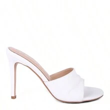 3rd Divorce Wide Strap Casual High Heels - White - View 2