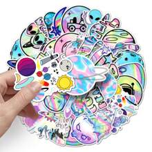 50pcs Holographic Laser Outer Space Luggage Skateboard Laptop Tablet Diy Cartoon Decoration Stickers - Multicolor - View 6