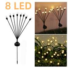 太阳能萤火虫灯串，6led/8led/10led暖白光，1个/2个。花园装饰，户外花园照明，适用于小径、庭院、露台 - 黃色 - 查看 14
