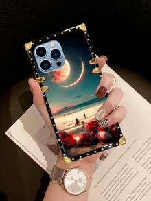 1入組玫瑰海岸線設計方形時尚防震手機殼,適用於蘋果15 Promax - 彩色 - 查看 7