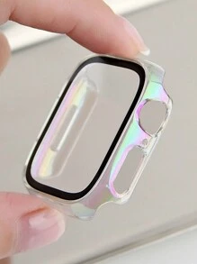 1个男女通用时尚彩色防震超薄钢化玻璃保护壳，兼容 38/40/41/42/44/45/46/49mm，兼容 Series Ultra/SE/11/10/9/8/7/6/5/4/3/2/1，智能手表保护壳配件 - 炫彩紫 - 查看 3