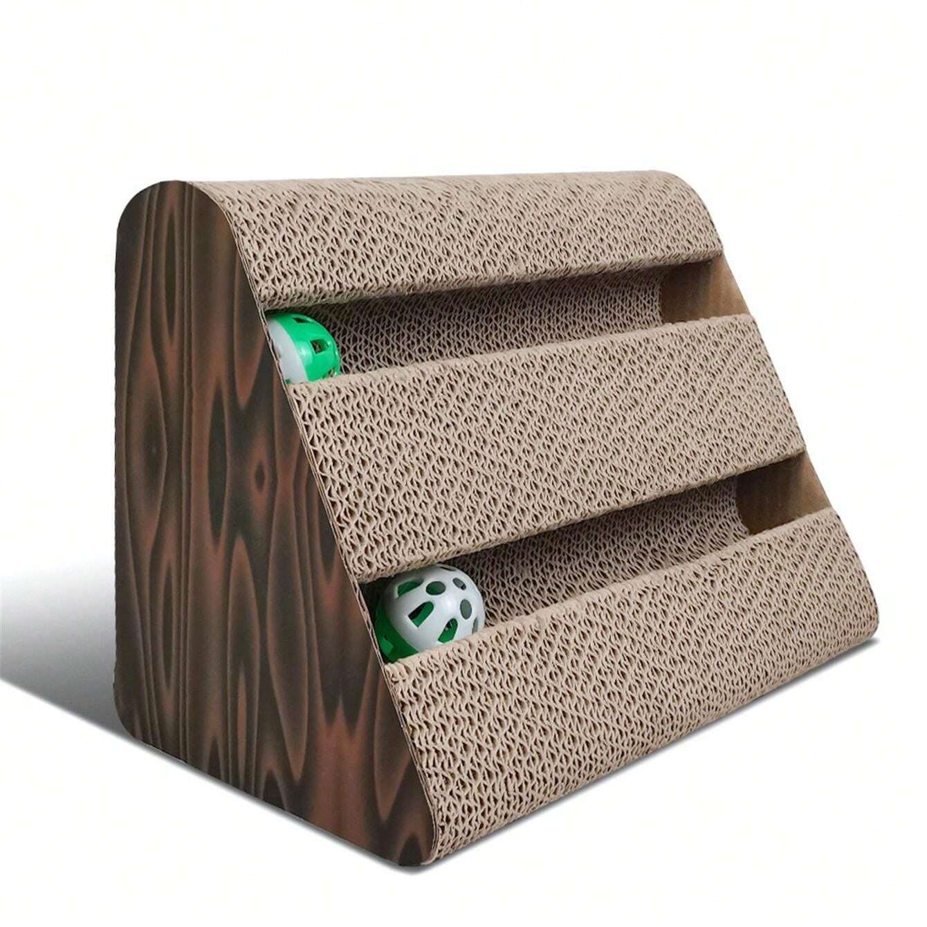 Griffoire Pliable Pour Chat En Carton Ondulé - Avec Balle à Grelot, Protection Meubles, Jouet Interactif
